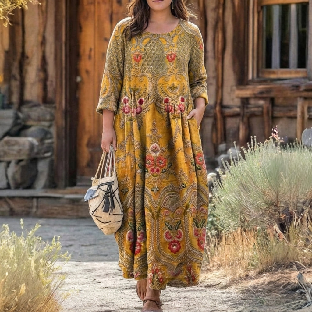 Cecily | Robe décontractée à manches longues inspirée du vintage