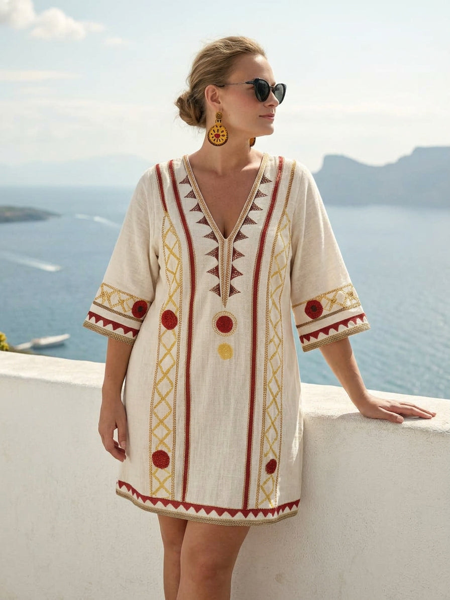 Eleni | Robe Mini Brodée Côtière
