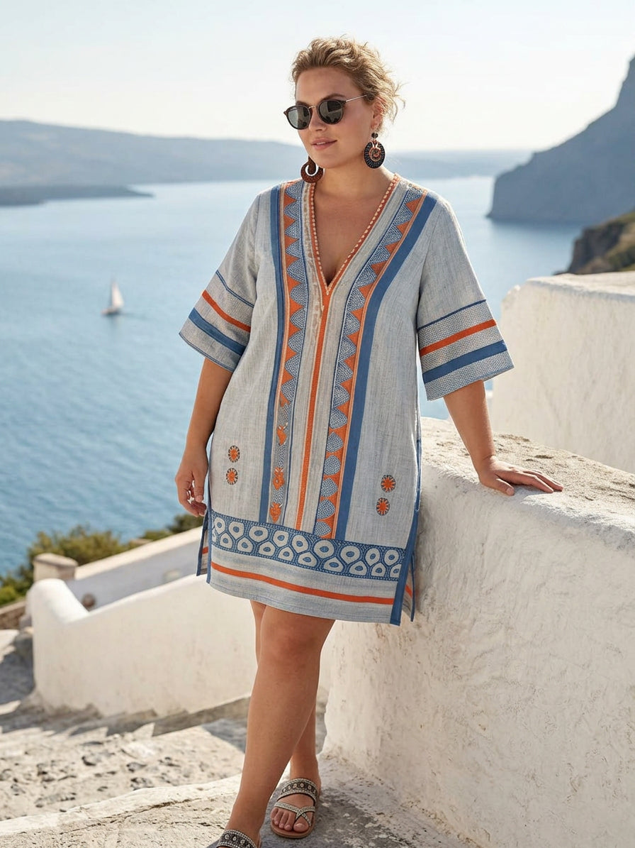 Rui | Robe Mini Rayée Brodée Côtière