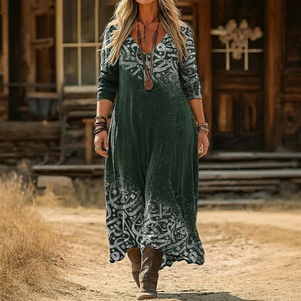 Bonnie | Robe décontractée à manches longues inspirée vintage