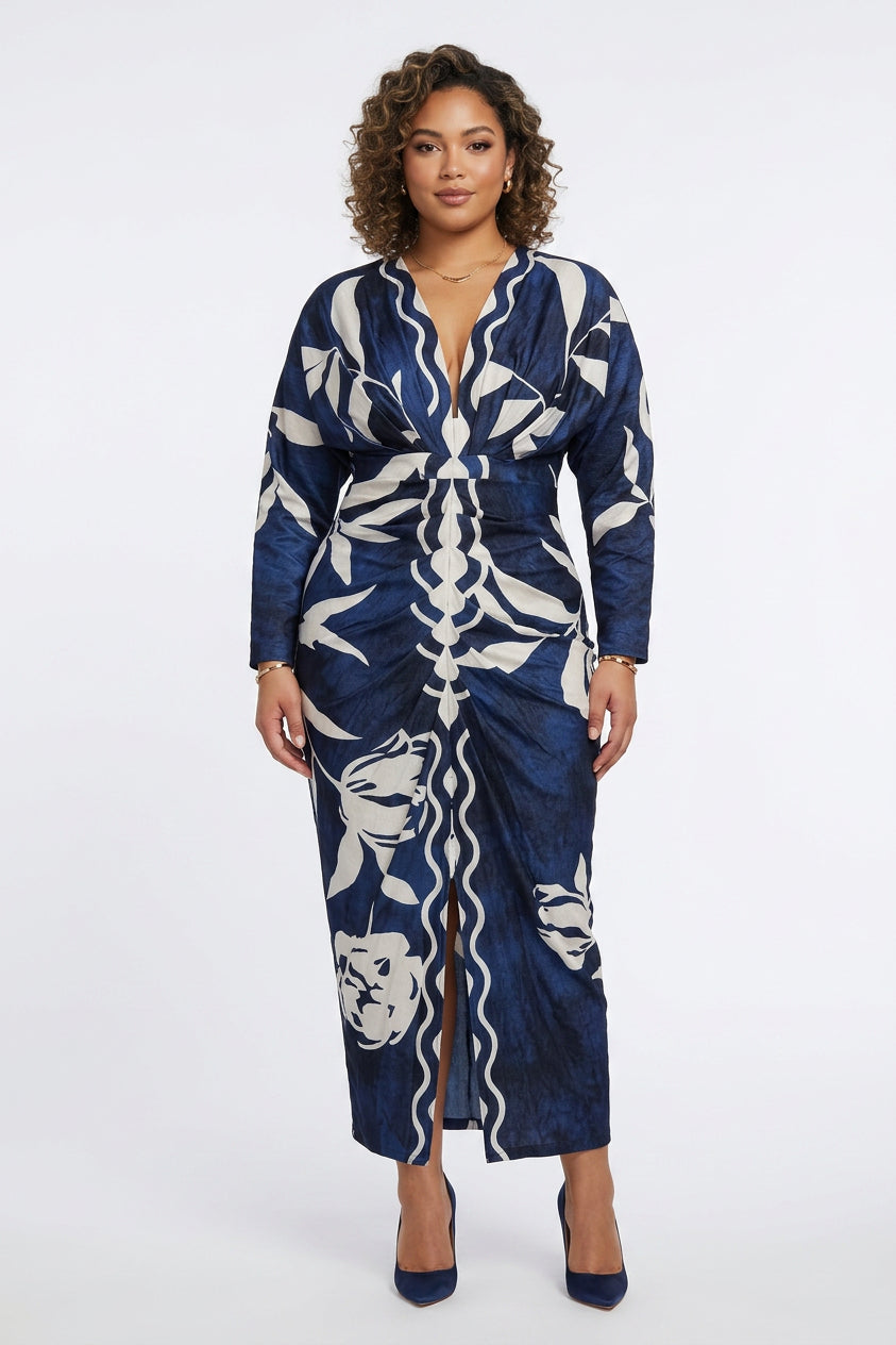 Signy | Robe Midi Dolman Imprimé Unique Évasion Solaire