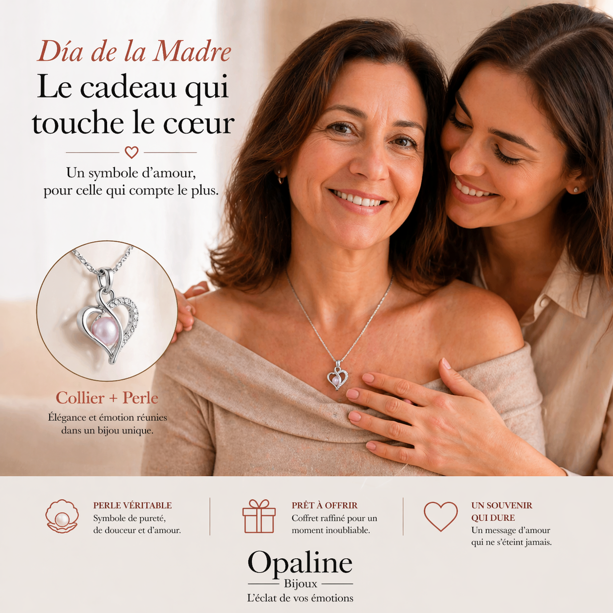 Collier Coeur et Perle Naturelle