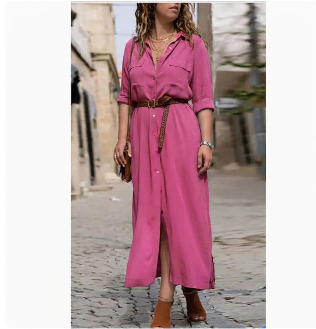 Robe Ceinturée à Manches Longues Lark : Silhouette Féminine Élégante