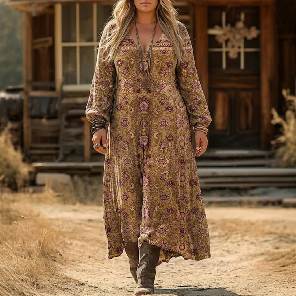 Ila | Robe décontractée à manches longues inspirée vintage