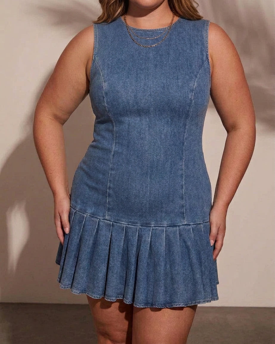 Robe en Denim Plissée Safran