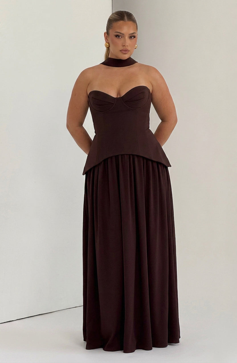 Robe Maxi Opaline - Brun Prune