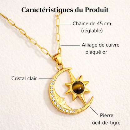 Collier Lune et Soleil Contrastés