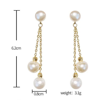 Boucles d'Oreilles Pendantes à Perles