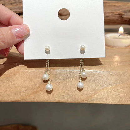 Boucles d'Oreilles Pendantes à Perles