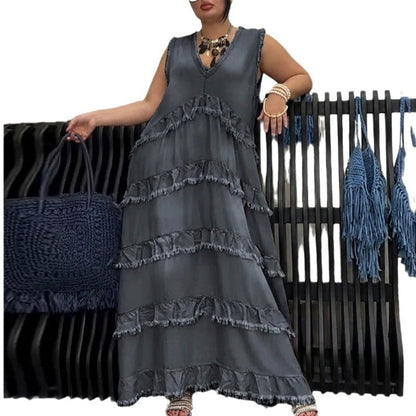 Robe en denim à bords bruts Ingrid