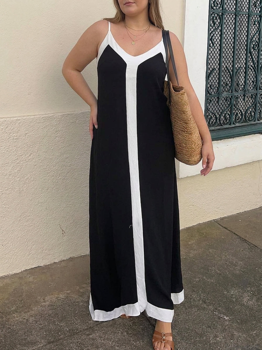 Naomi | Robe Midi Colorblock Lavechic Style Île