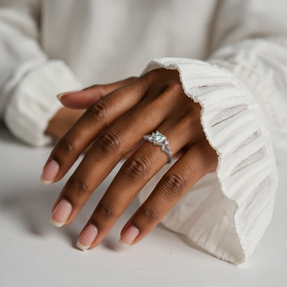 Bague cœur en aigue-marine