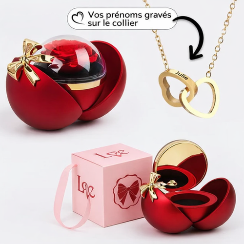 Collier Personnalisé avec Boîte Rose Éternelle