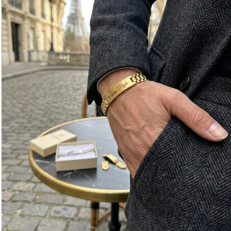 Bracelet gravé en acier inoxydable