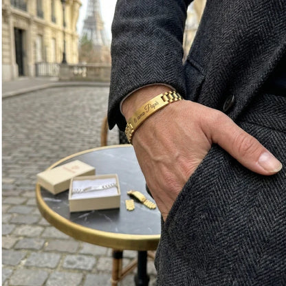Bracelet gravé en acier inoxydable