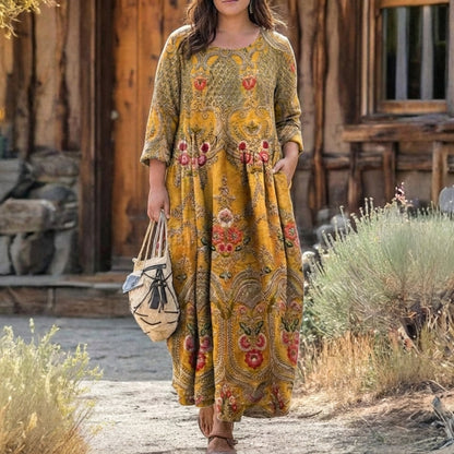 Cecily | Robe décontractée à manches longues inspirée du vintage