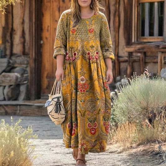 Cecily | Robe décontractée à manches longues inspirée du vintage