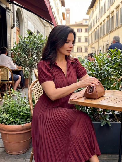 Vita | Robe Midi à Taille Plissée à Rayures