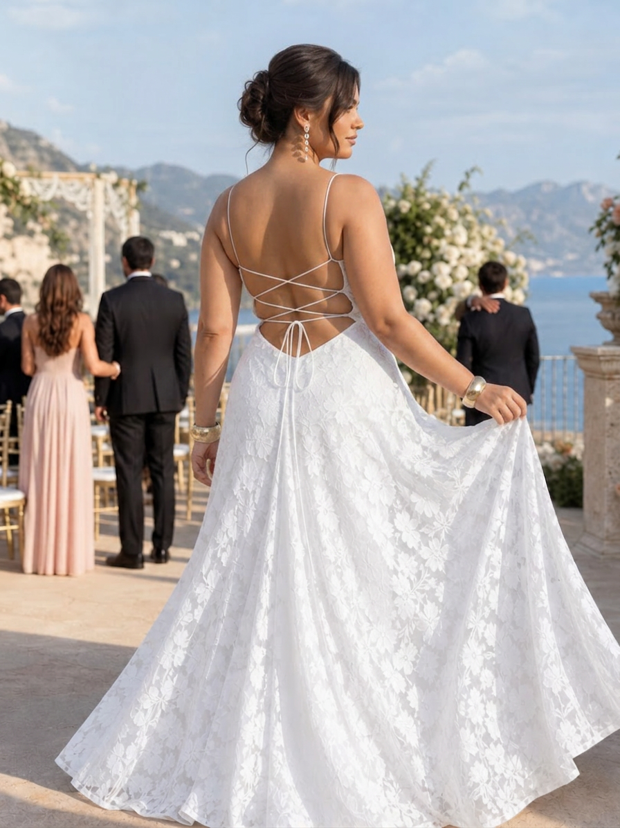 Noa | Robe Maxi en Dentelle à Bretelles Spaghetti