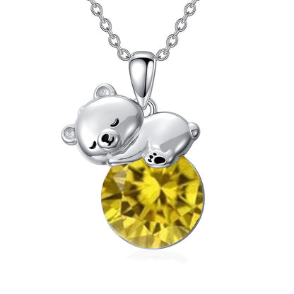 Collier Ours Cristal Argent Sterling Élégant
