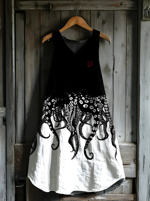Pemberley - Robe en Lin à Tentacules de Pieuvre