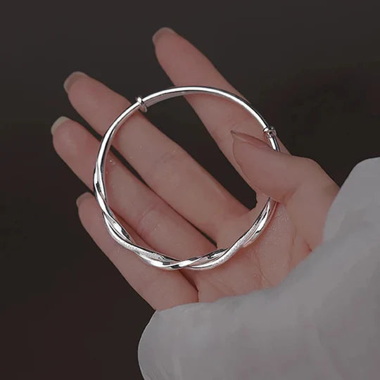 Bracelet torsadé argenté ajustable
