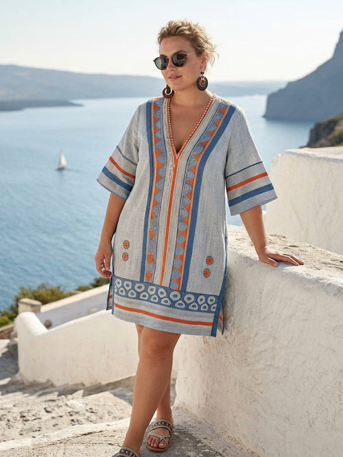 Rui | Robe Mini Rayée Brodée Côtière