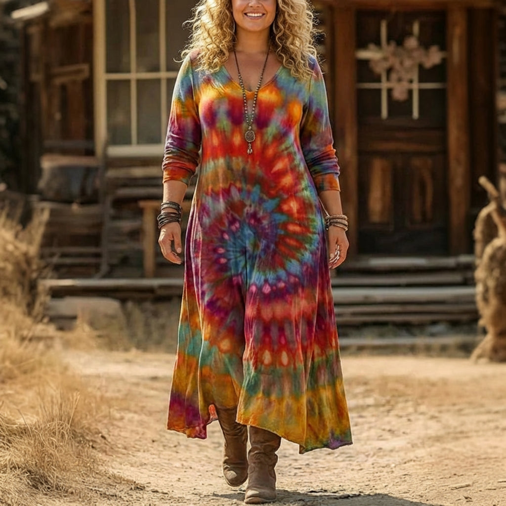 Heledd | Robe décontractée à manches longues inspirée du vintage