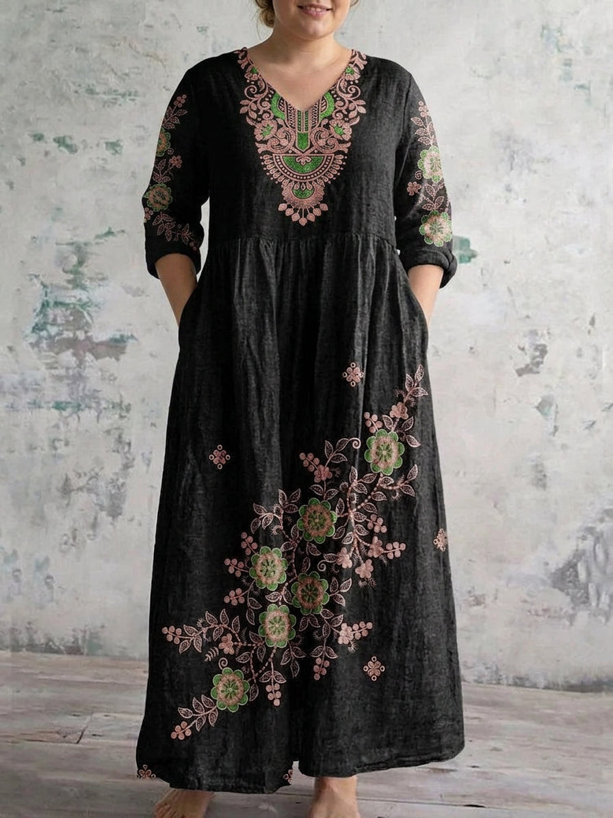 Aurelia | Robe Maxi Broderie de Minuit