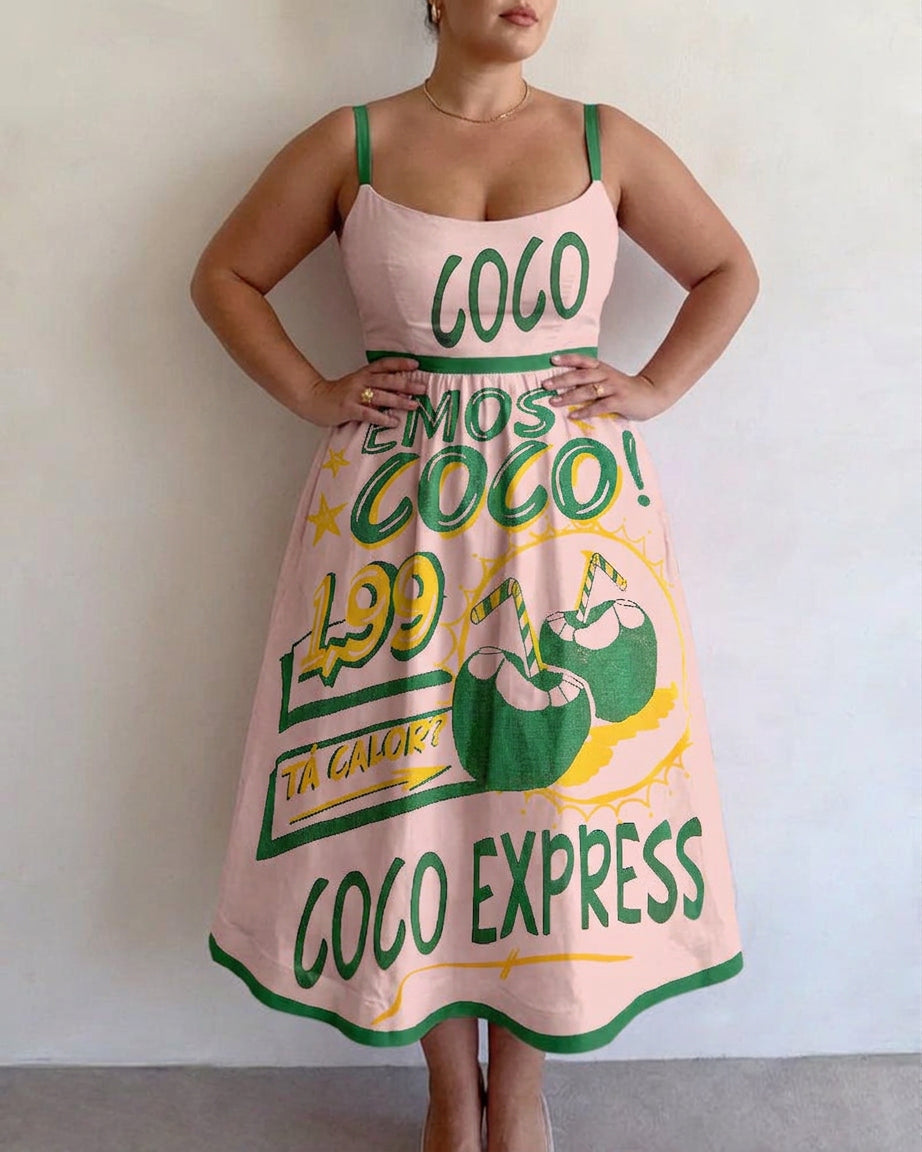 Salma | Robe Midi Marché Tropical