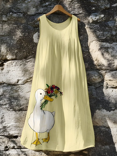 Harlow - Robe Art Canard à Fleurs Fantaisistes