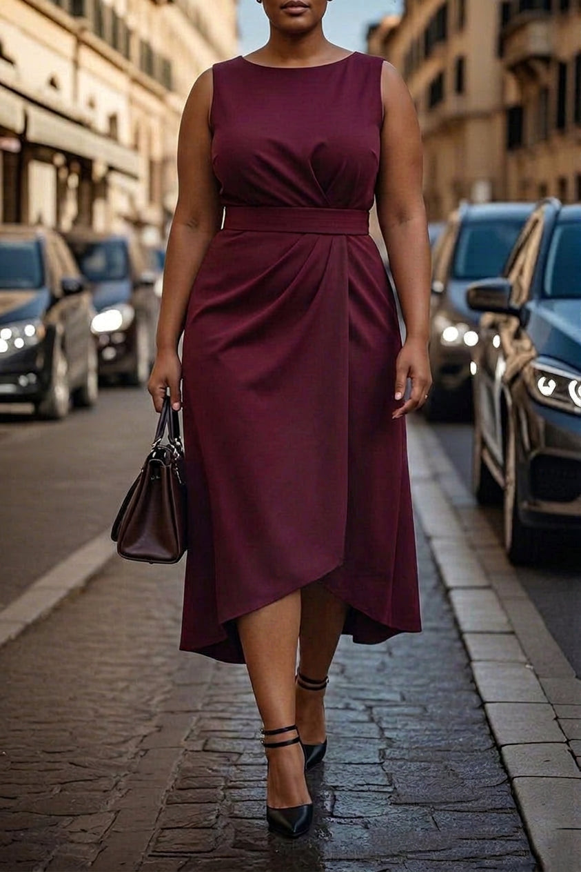 Calliope | Robe Midi Élégance Bordeaux