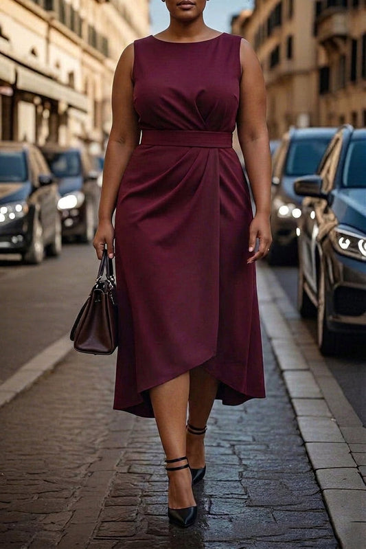Calliope | Robe Midi Élégance Bordeaux