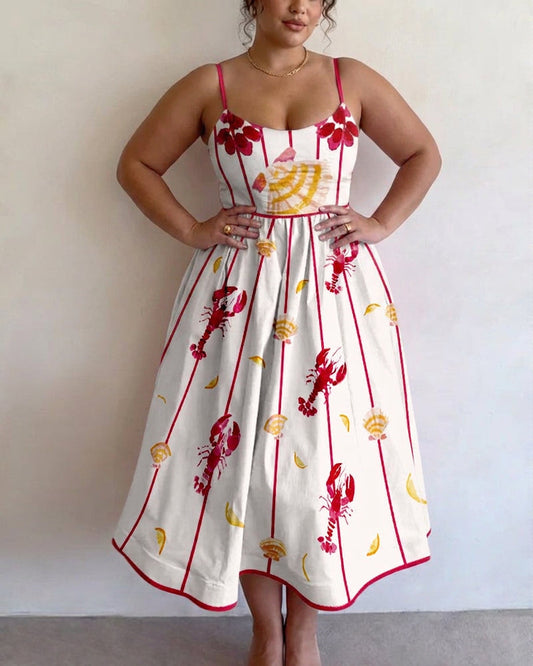 Rosa | Robe Midi Charme Côtier