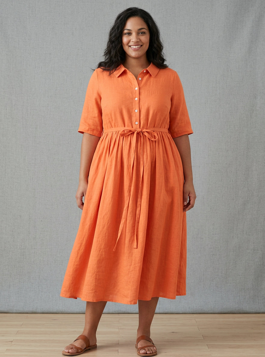 Cordelia | Robe en Lin au Couleur de Coucher de Soleil