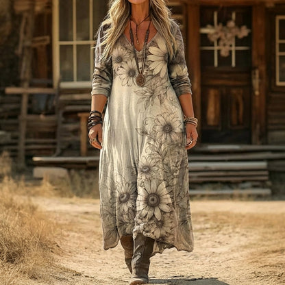 Juna | Robe décontractée à manches longues inspirée du vintage