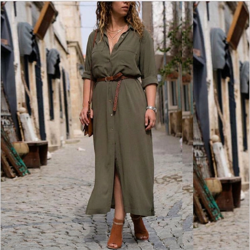 Robe Ceinturée à Manches Longues Lark : Silhouette Féminine Élégante