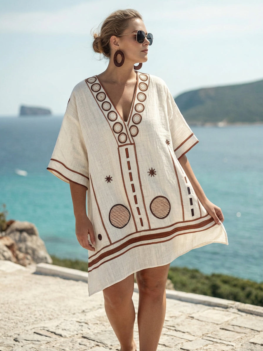 Solene | Robe Mini Brodée Côtière