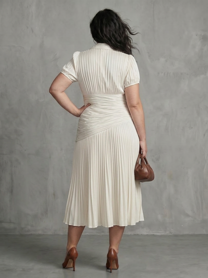 Vita | Robe Midi à Taille Plissée à Rayures