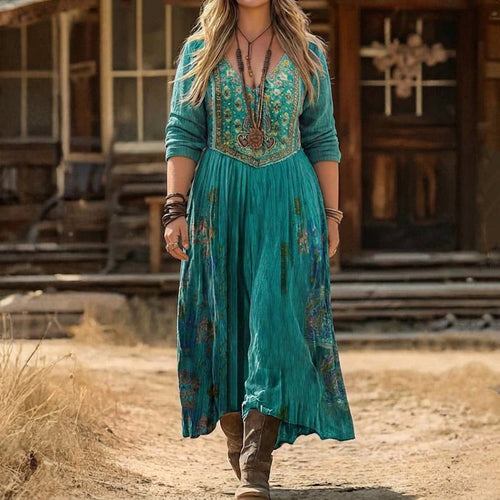 Maren | Robe décontractée à manches longues inspirée du vintage