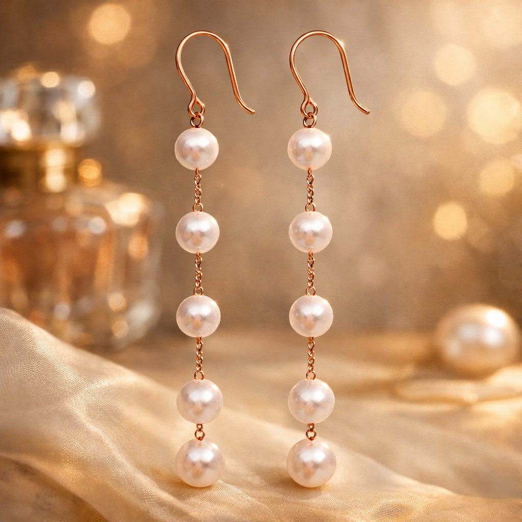 Boucles Pendantes à Perles Blanches