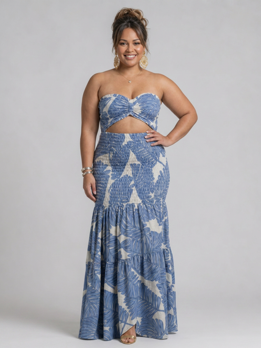 Edith | Ensemble de Robe Maxi Imprimée Sans Manches
