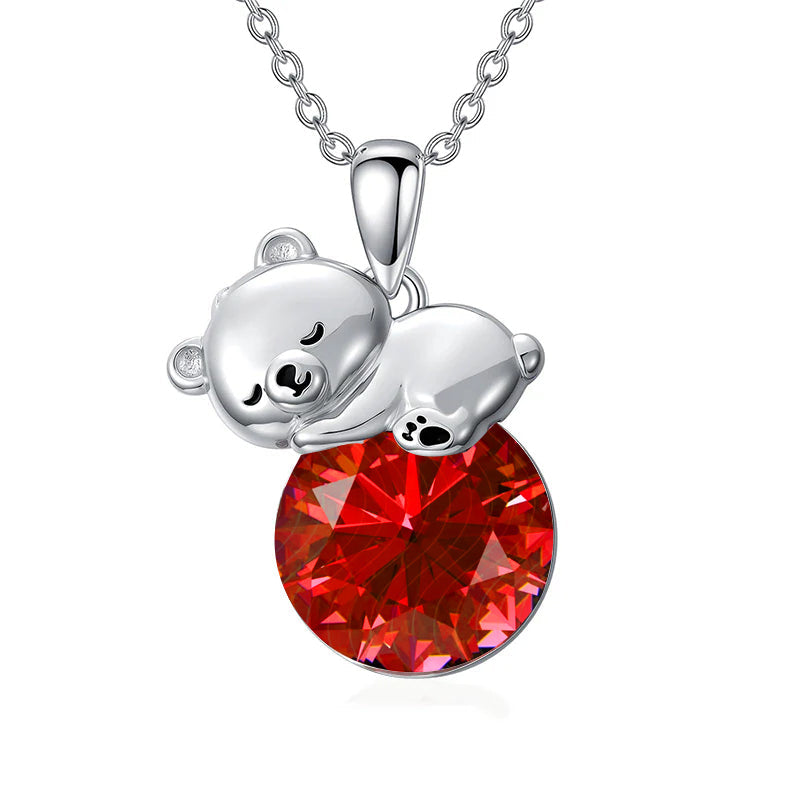 Collier Ours Cristal Argent Sterling Élégant
