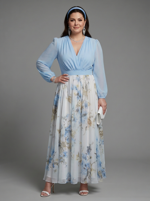 Nia | Robe Maxi Florale à Décolleté en V Transparent