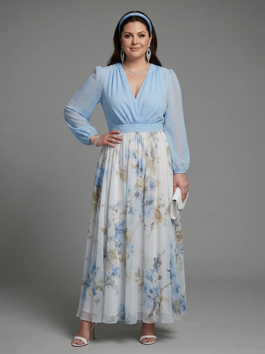 Nia | Robe Maxi Florale à Décolleté en V Transparent