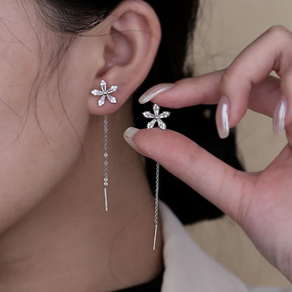 Boucles d’oreilles Fil Fleur Serties