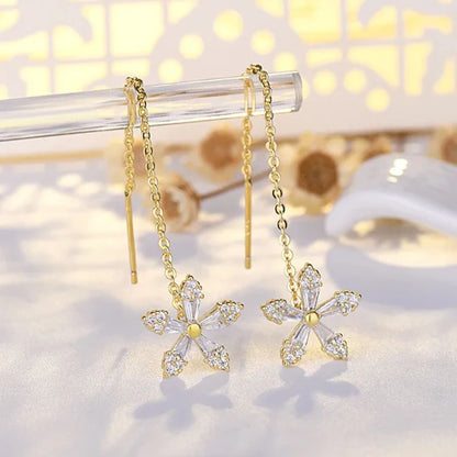 Boucles d’oreilles Fil Fleur Serties