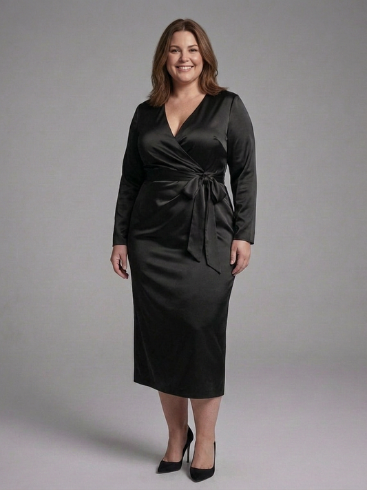 Wilhelmina | Robe Midi à Manches Longues et Fermeture Latérale