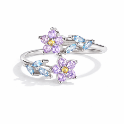 Bague Florale Zircons Bicolores