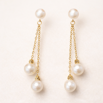 Boucles d'Oreilles Pendantes à Perles